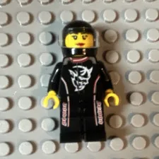 LEGO Racing Minifigure Black Racing Outfit with Helmet Plastic Character Figure