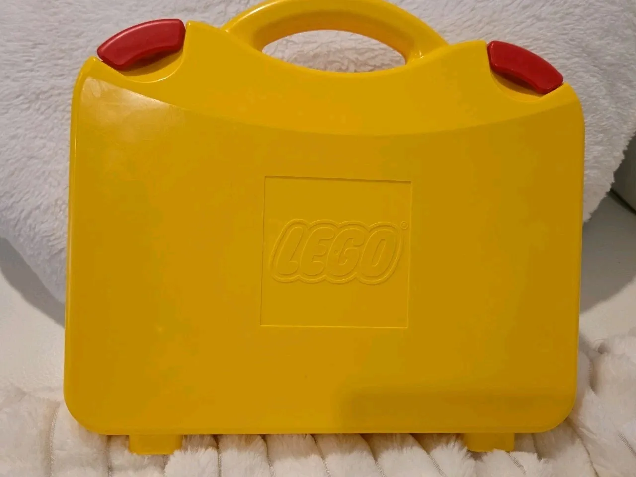 LEGO Yellow And Orange Plastic Carrying Case With Latches And Dividers 11” X 9”