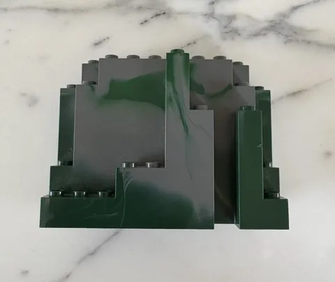 LEGO Part 6082pb01 - Rock Panel 4x10x6 Rectangular (BURP) w/Marbled Dark Green