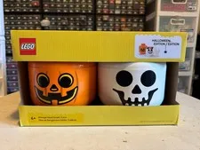 LEGO Storage Head Small 2 Pcs Halloween Edition Pumpkin Skeleton New in Box