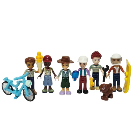 LEGO Friends Boy Mini Doll Lot 6 Male Figures Accessories Genuine LEGO Toy Set