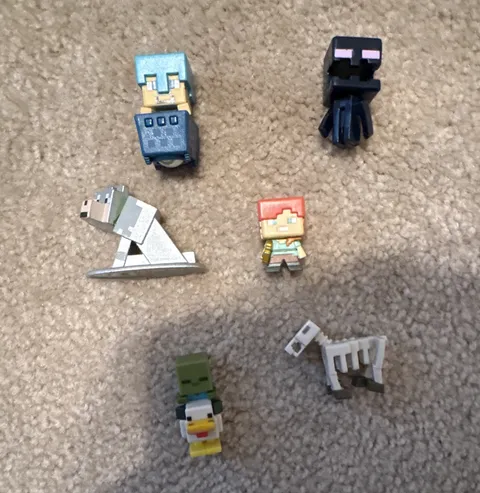 Minecraft Mattel Mini Figure Lot – Alex, Enderman, Zombie Chicken Jockey, Polar