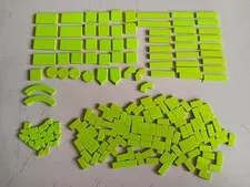 LEGO BULK LOT OF 194 LIME GREEN  SMOOTH TILES 1X1 1X2 1X4 1X8 2X2 2X4