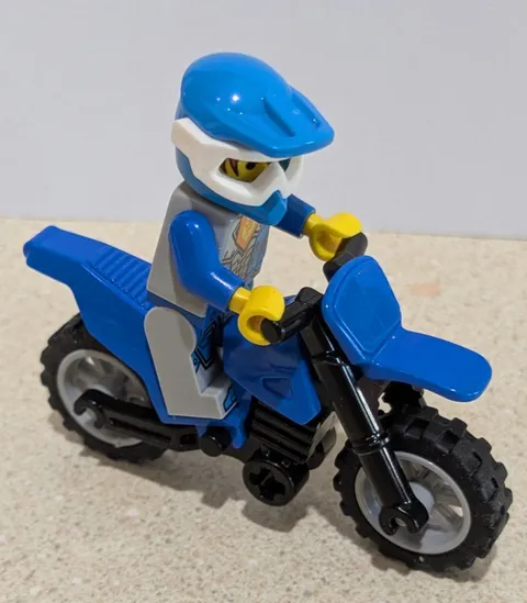 Lego BLUE Dirt Bike and Rider motocross city town