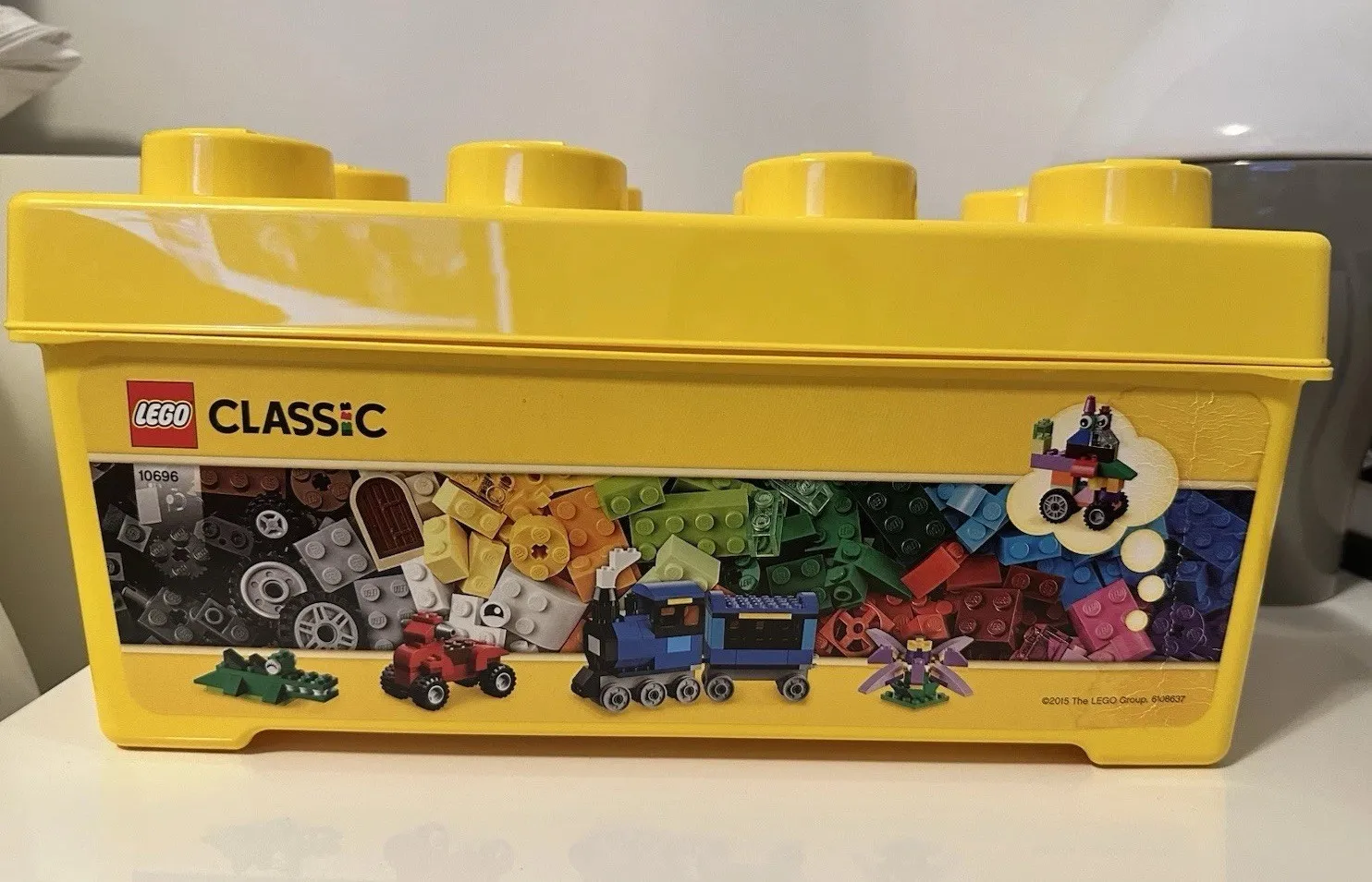LEGO CLASSIC MEDIUM CREATIVE BRICK BOX 10696 EMPTY YELLOW STORAGE CONTAINER 2015