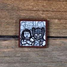 LEGO Marvel Tile 2 x 2 Picture of Thor, Korg, Miek and Valkyrie 3068pb2251