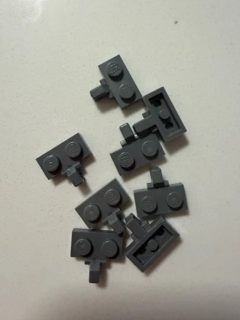 LEGO 44567 (4pcs) Hinge Plate 1 x 2 Locking w Finger on Side Dark Bluish Gray