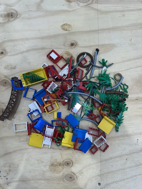 Lot Of  assorted LEGO Bricks Pieces Vintage Hoses Windows Greenery Bridge Door