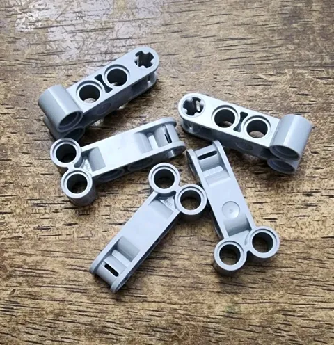 LEGO Light Bluish Gray Technic, Axle, Pin Connector, Double 4L. QTY 5. 98989