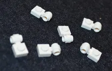 (6) 1x1 White Plate w/ Horizontal Tube Connector Clip Bricks ~ NEW Lego Parts ~