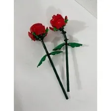 2 Lego Red Roses Flower Building Blocks STEM Toy Display Decor 9.5 in