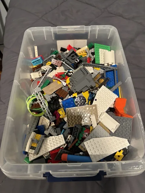 LEGO Bulk Lot Multicolor Plastic Bricks Plates Parts in Storage Bucket/Tub