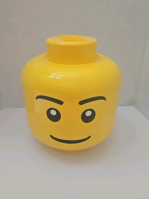 Lego Boy Head Storage Container Stackable Yellow 