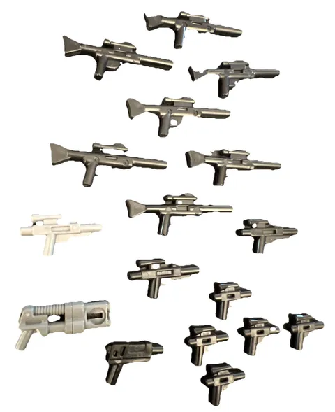 Lego Lot Of 18 Black Star Wars Blaster Guns Small. Medium And Large Weapon