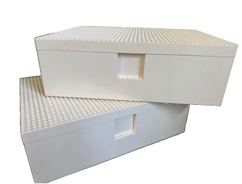 IKEA BYGGLEK LEGO Storage Boxes Set of 2 Large White Building Brick Bin w/ Lids
