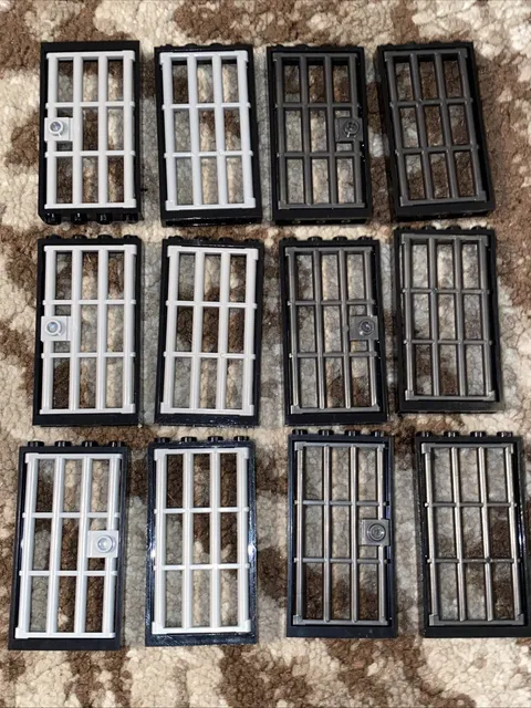 LEGO Door Frames 1x4x6 Black with Jail Barred X12 60621 Lot