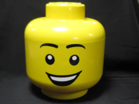 Large LEGO Storage Head Happy Face Boy Size L Yellow Toy Box Bin