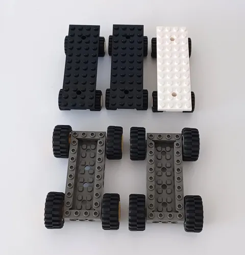 Lego Vehicle Base 4x10x1 1/3, 4x12x1 2/3 w/ 30 4x14, 6015 Wheels, Tires, Rim Lot