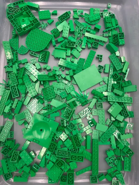1 lb. Mixed Green Legos - standard blocks and unique pieces (Lot A)