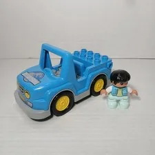 LEGO Duplo Blue Jurassic World Jeep Truck Car Vehicle & Boy Figure