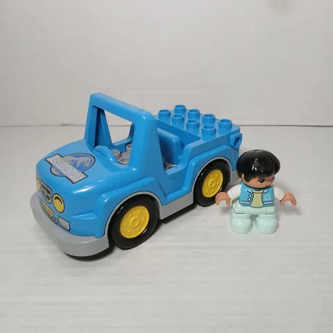 LEGO Duplo Blue Jurassic World Jeep Truck Car Vehicle & Boy Figure