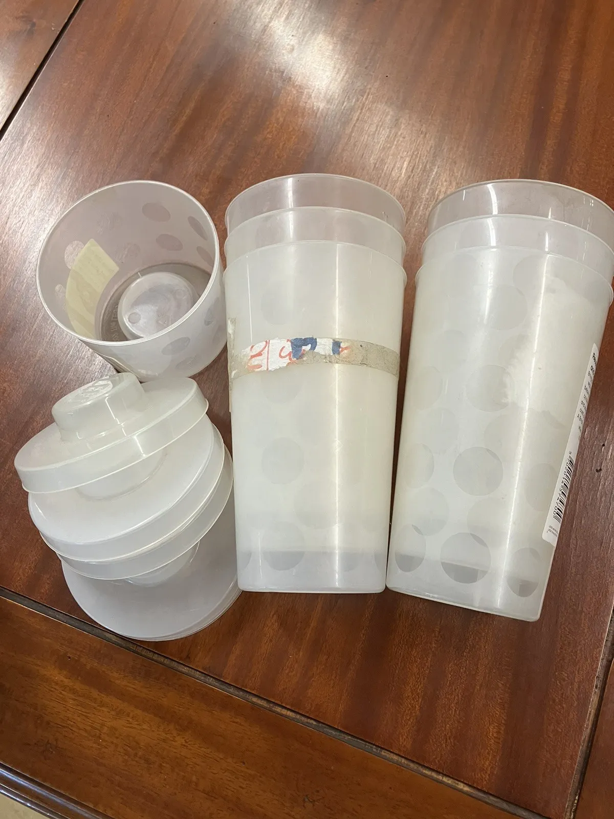 LEGO Pick A Brick Wall Large Plastic Cups And Tops Lot Of 5 Lids 6 Large 1 Small