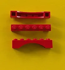 3 LEGO pieces bricks ARCH 1x6 #92950, red