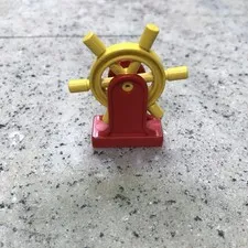 LEGO Duplo Block BOAT SHIP HELM STEERING WHEEL Replacement Red & Yellow Plastic