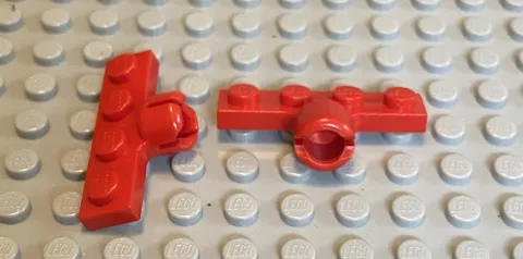LEGO Two Red Part 3183c Plate 1x4 With Tow Ball Socket