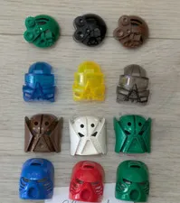 🔥 RARE 2001 LEGO BIONICLE KANOHI MASK LOT – MISPRINT / RARE COLORS – 12 PIECES