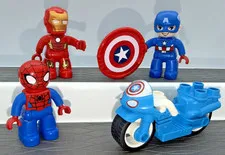 LEGO DUPLO Marvel Avengers Iron Man Captain America Spiderman Figures Motorcycle