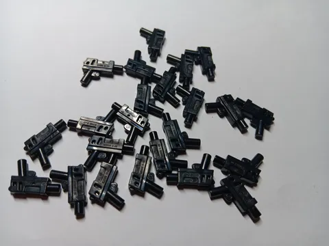 LEGO LOT 23 BLACK MINIFIGURE WEAPON PISTOL GUN AUTOMATIC MEDIUM BARREL #62885