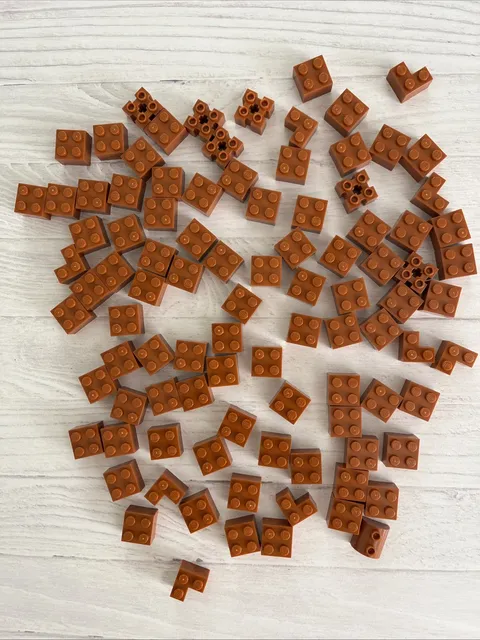 LEGO LOT DARK ORANGE 96 PCS 2X2 BRICK VARIETY BUILDING PIECE