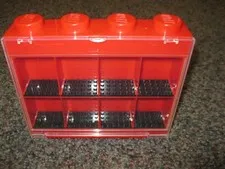 LEGO Minifigure Display Case for 8 Figures Red, black with clear door