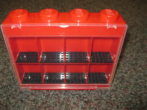 LEGO Minifigure Display Case for 8 Figures Red, black with clear door