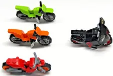 Lego Motorcycle Lot of 4 Dirt Bike Green Orange Red Black Ninja Turtles Stuntz