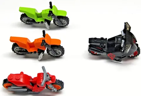 Lego Motorcycle Lot of 4 Dirt Bike Green Orange Red Black Ninja Turtles Stuntz