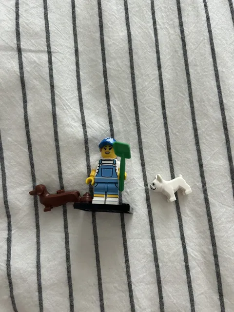 Lego Dog Sitter Minifigure Walker Collectible Series 19 CMF Complete w/ 2 Dogs