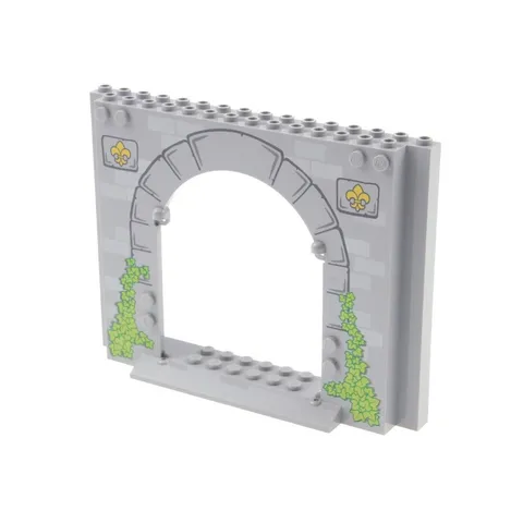 1x LEGO Panel Door Frame 4x16x10 Gray Fleur-de-Lis Flag Key 15626pb03