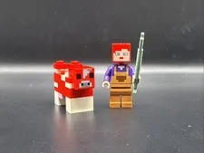 LEGO MINIFIGURE MINECRAFT FARMHAND MIN099 W/ TRIDENT AND MOOSHROOM