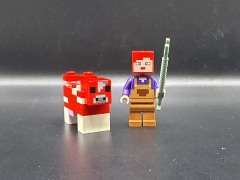 LEGO MINIFIGURE MINECRAFT FARMHAND MIN099 W/ TRIDENT AND MOOSHROOM