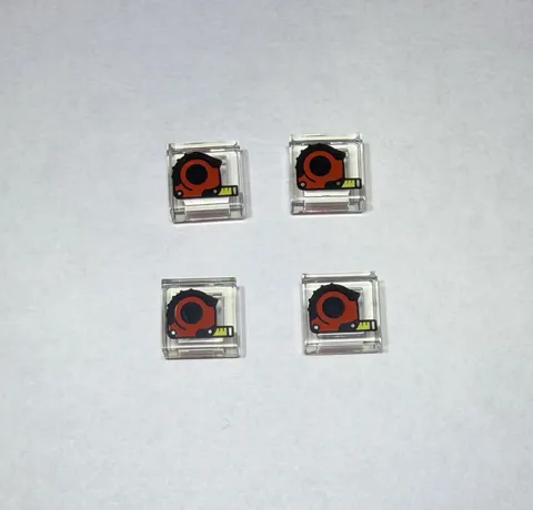 Lego Lot Of 4 1x1 Tiles Tile Transparent Tape Measure Red Tool New City No 354