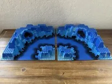LEGO 6024 Vintage Raised Baseplate 32x32 Blue Black Aquazone 2 Pack