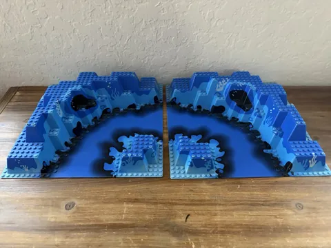 LEGO 6024 Vintage Raised Baseplate 32x32 Blue Black Aquazone 2 Pack