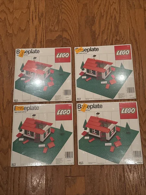 VINTAGE LEGO BASEPLATE 813 GREEN STUDS NEW FACTORY SEALED FROM 1986 (SET OF 2)