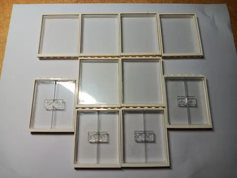 LEGO LOT 10 WHITE WINDOW DOOR FRAMES 1X6X6 TRANS CLEAR GLASS PANES 42205