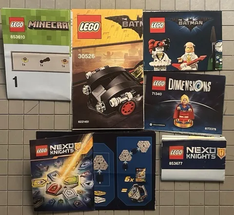 LEGO Mini Inst. Manuals Lot of 4 – Batman, Minecraft, Nexo Knights + 2 posters