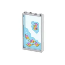 1x LEGO Window Frame 1x4x6 Gray Blue Glass Seepferdchen 57895 60596