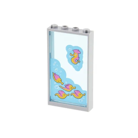 1x LEGO Window Frame 1x4x6 Gray Blue Glass Seepferdchen 57895 60596