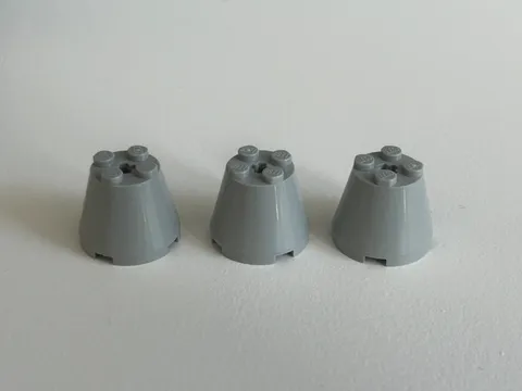 LEGO Part 6233 (x3) with Axel Light Bluish Gray Cone 3 x 3 x 2